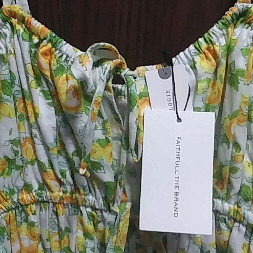 NWT FAITHFULL THE BRAND Smocked Floral Linen Crop Top - Picture 5 of 9